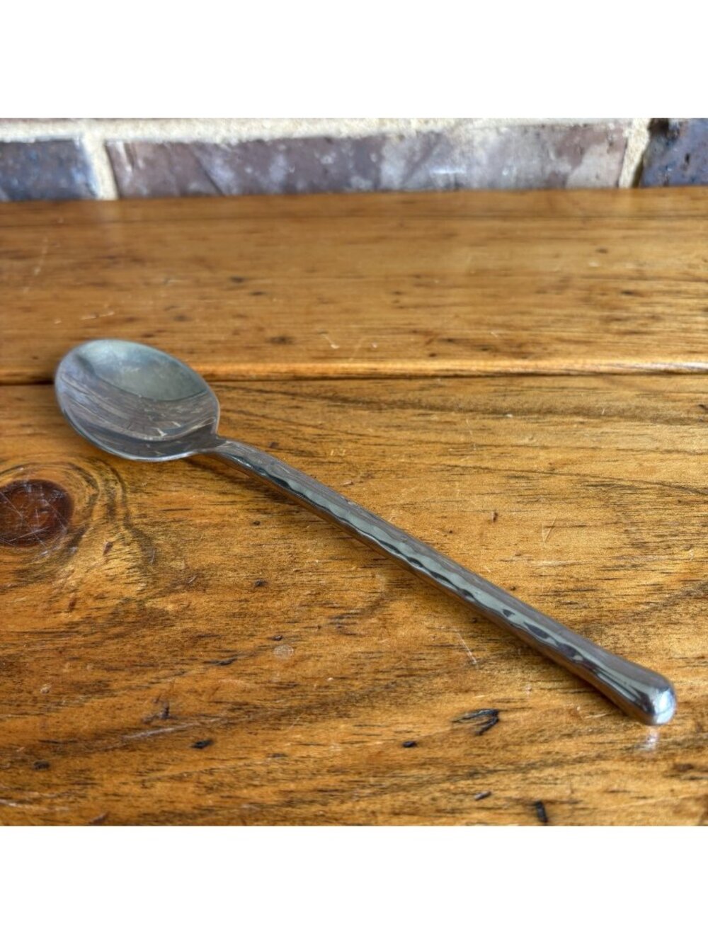 Gourmet Settings Silver Hearts Hammered Ball Tip Teaspoon 7 1/2” Stainless 18/8